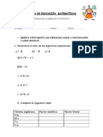 PRUEBA DE EDUCACIÓN MATEMÁTICAS Lenguaje Algebraico