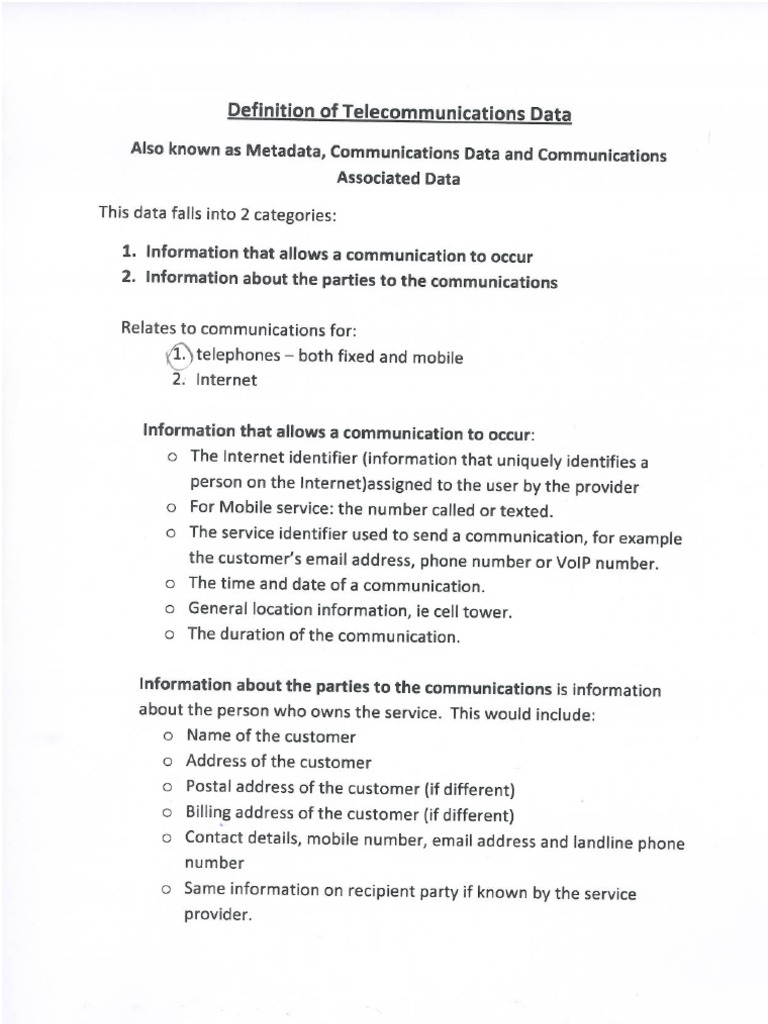 Definition of Telecommunications Data | PDF