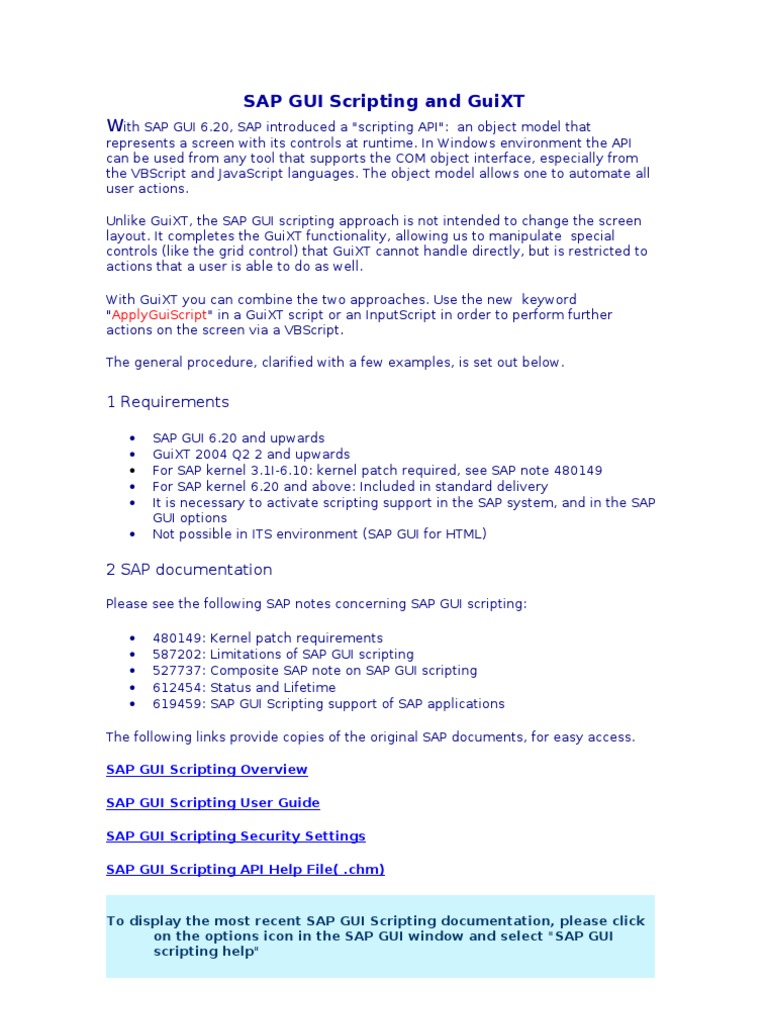 SAP GUI Scripting and GuiXT | PDF | Graphical User Interfaces ...