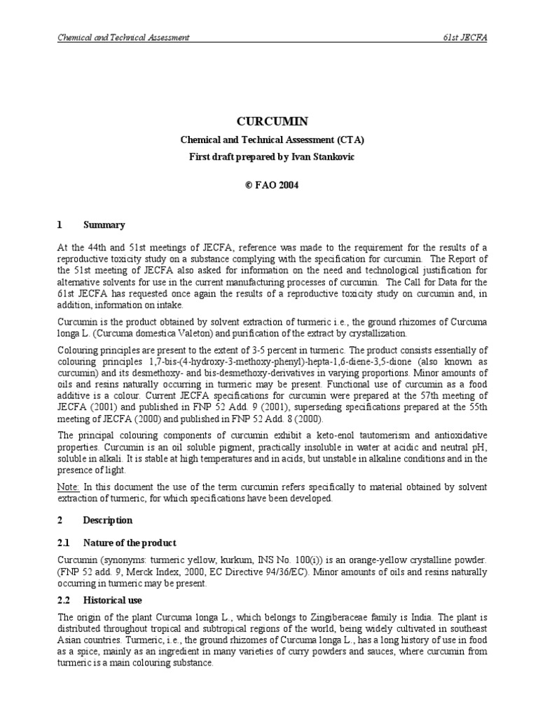 Curcumin | PDF | Turmeric | Solvent