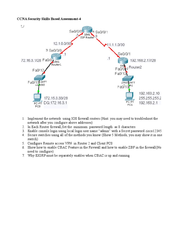 CCNA Security Skills Based Assessment-4 | PDF