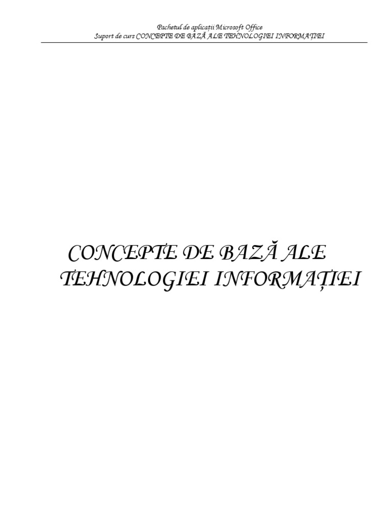 Manual IX TIC Concepte de Baza Ale Tehnologiei Informatiei | PDF