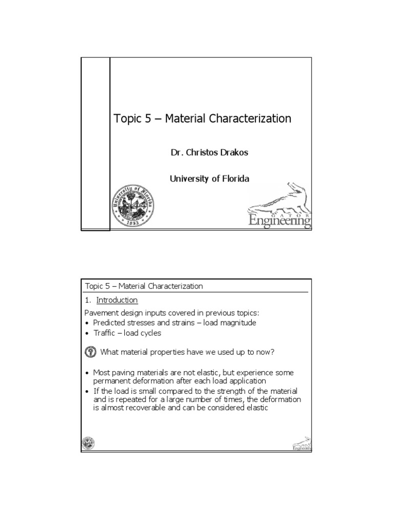 Topic 5 Material Characterization PDF Road Surface Deformation