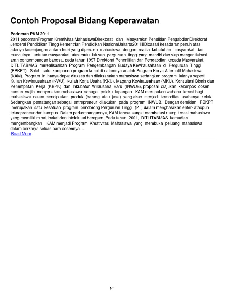 Contoh Proposal Bidang Keperawatan