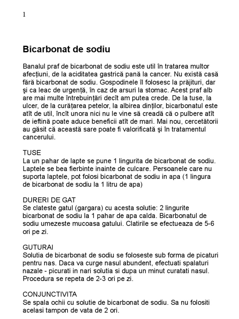 Bicarbonatul De Sodiu