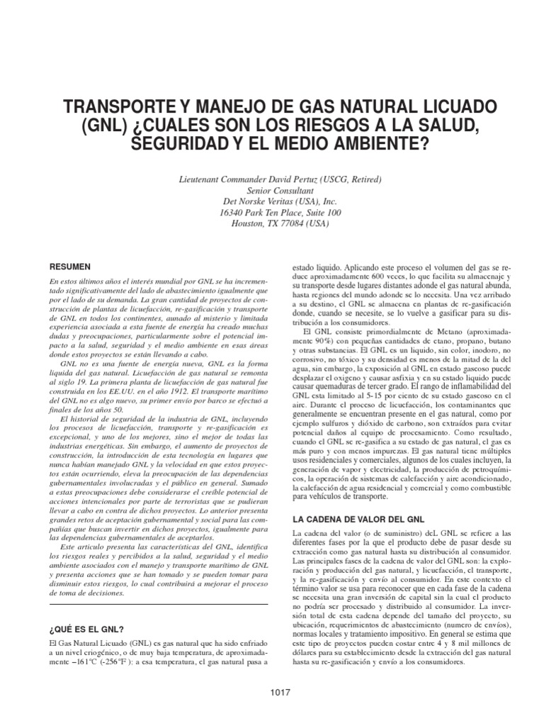 Riesgos de Seguridad en GNL | PDF | Gas natural licuado | Gas natural