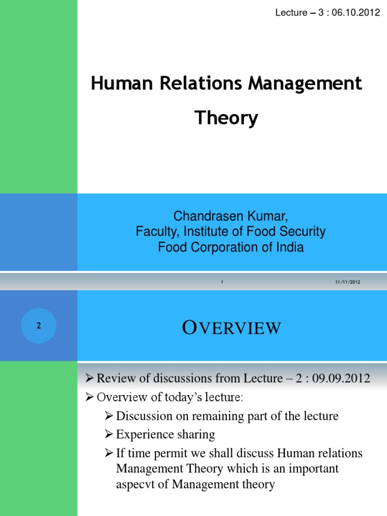 Lecture 3 Human Relations Management Theory Pdf System