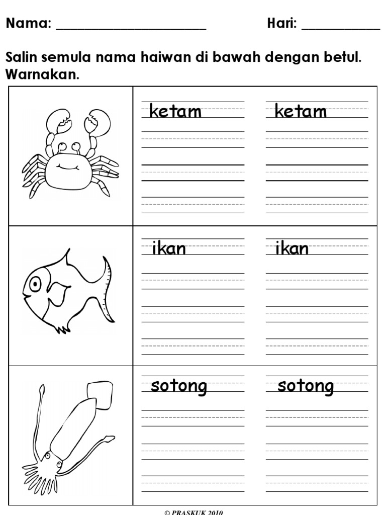 Latihan Menulis Nama Hidupan Di Air Pdf