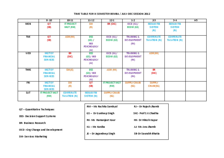 Time Table | PDF