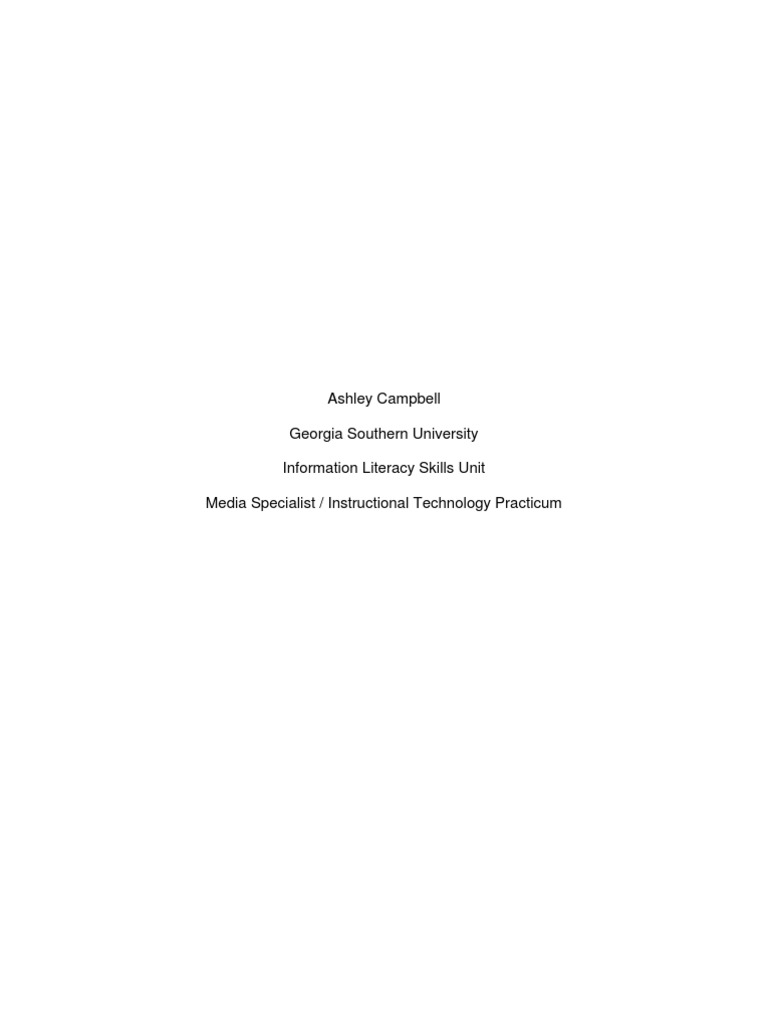 Information Literacy Skills Unit | PDF | Computers
