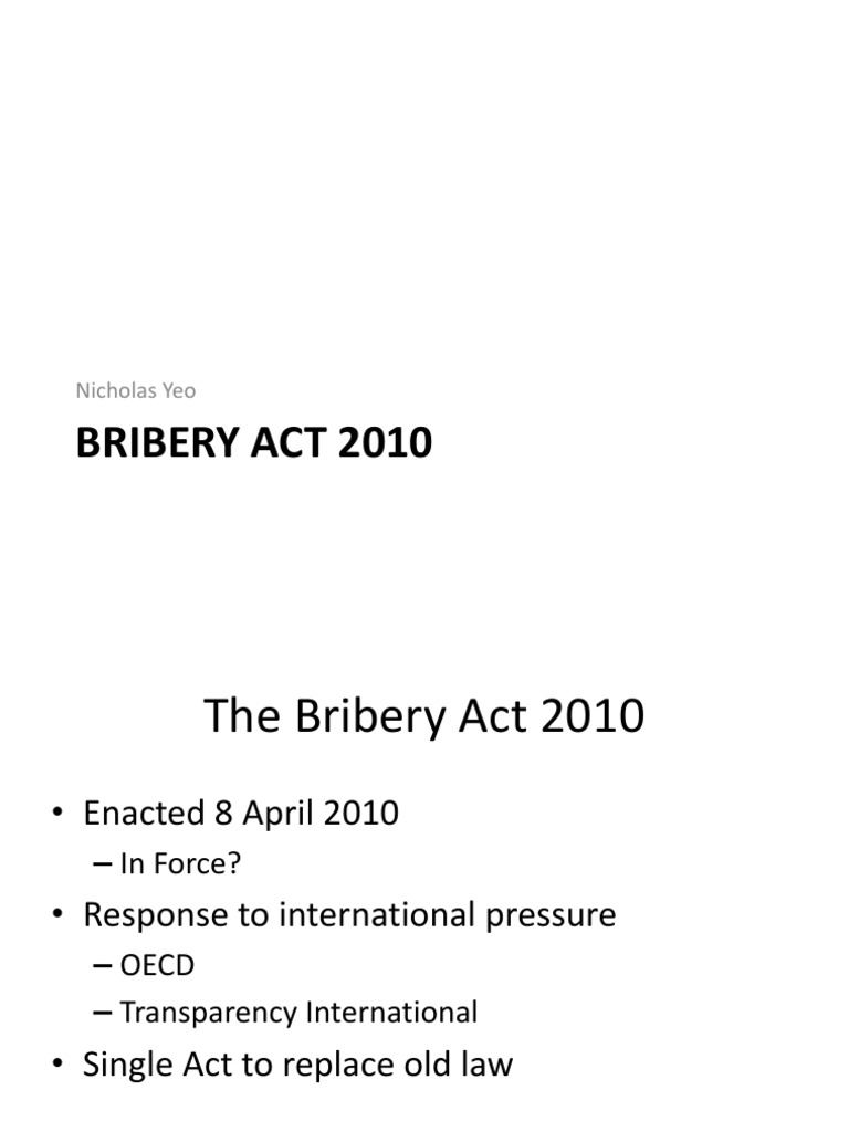 UK Bribery Act 2010 Bribery Misconduct