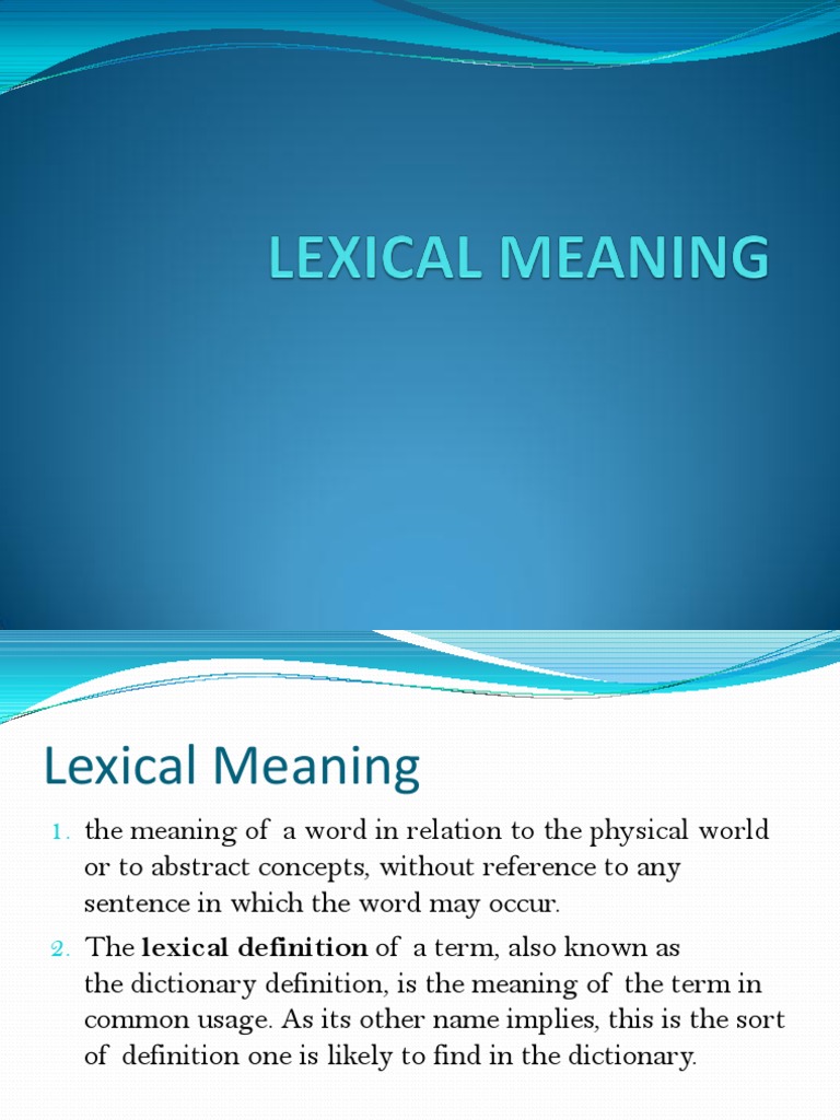 Lexical Meaning