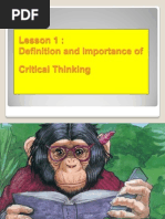 Lesson 1: Definition and Importance of Critical Thinking