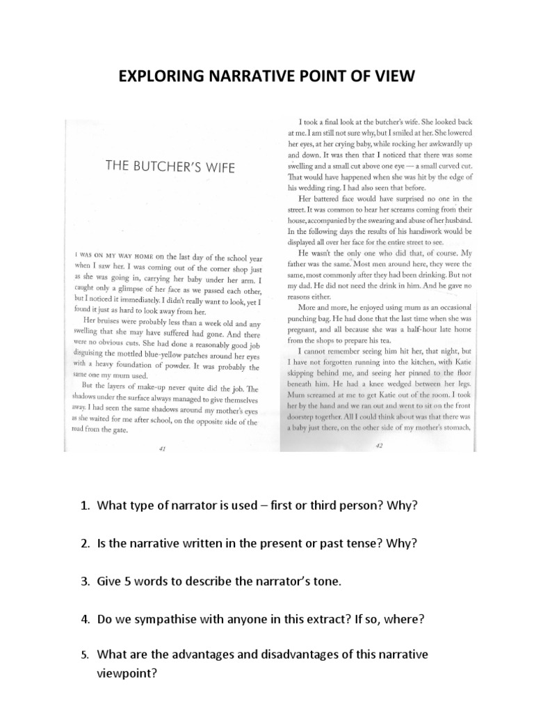 Narrative Point Of View Worksheets