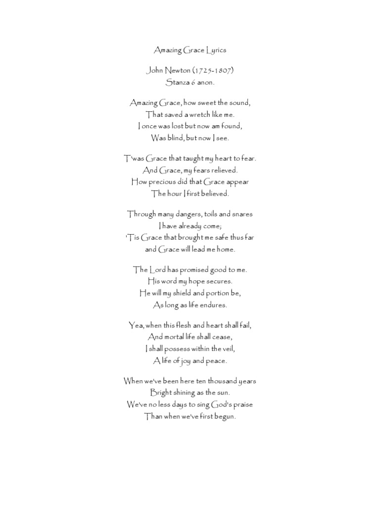 amazing grace lyrics | pdf