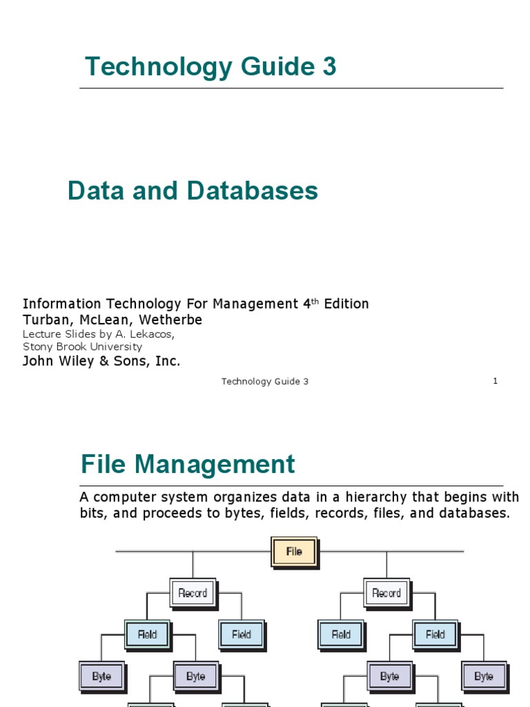 Technology Guide 3: Information Technology For Management 4 Edition ...