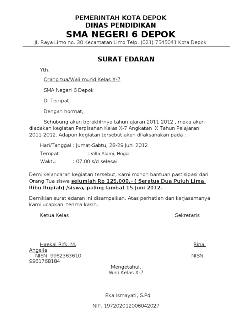 Contoh Surat Edaran