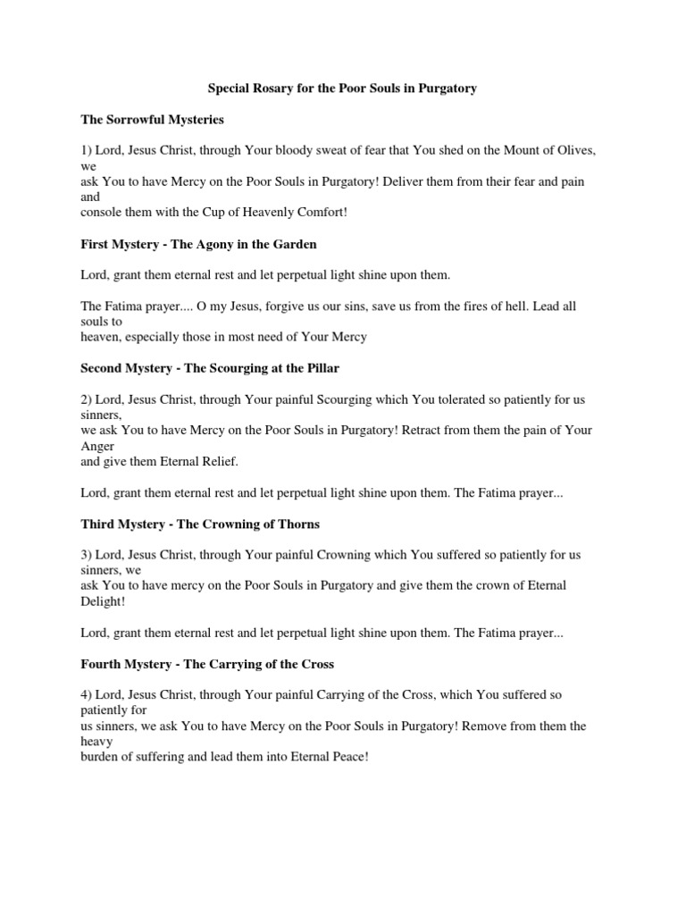 Rosary for Poor Souls in Purgatory | PDF | Mercy | Purgatory