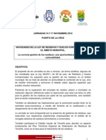 Jornada sobre las Novedades de la LRySC en el ámbito municipal GENERAL