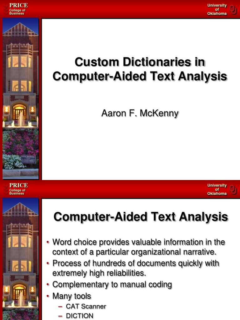 Custom Dictionaries in ComputerAided Text Analysis Innovation