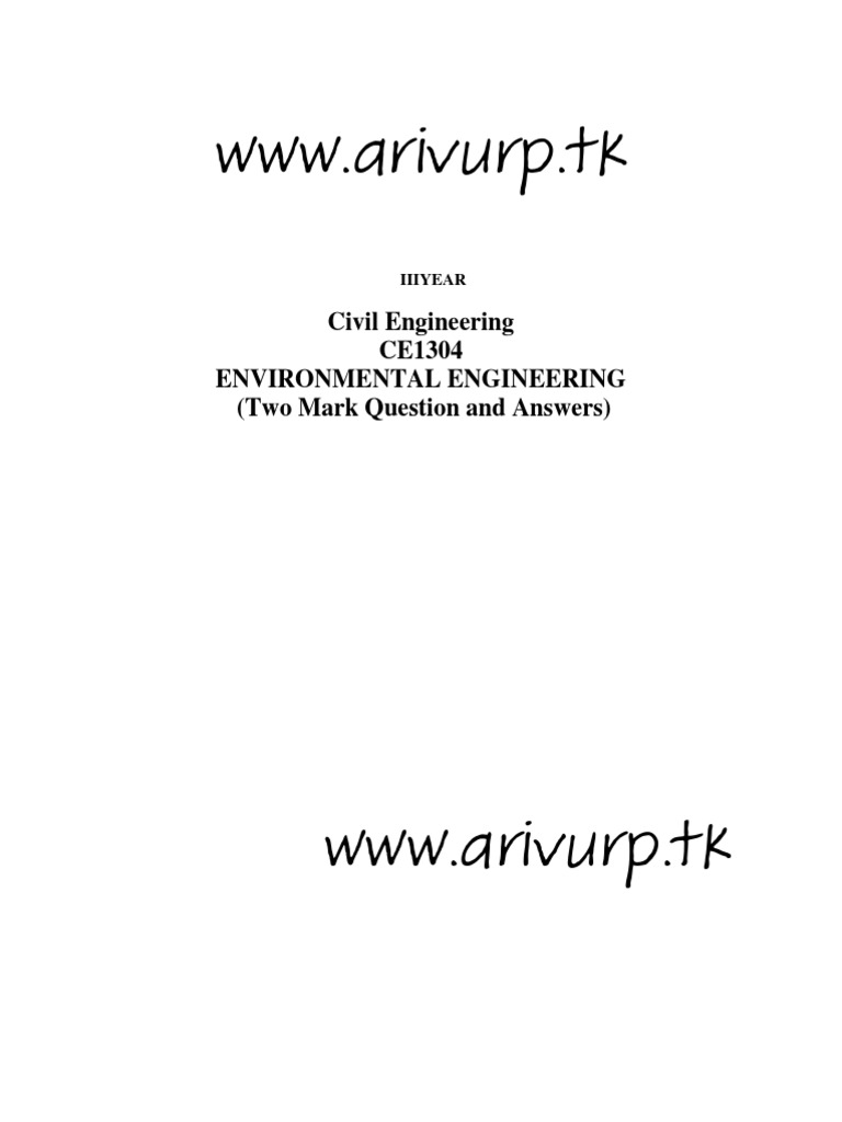 WWW Arivurp.tk Civil Engineering CE1304 Environmental Engineering