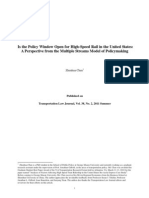 Is The Policy Window Open For High-Speed Rail in The United States: A Perspective From The Multiple Streams Model of Policymaking