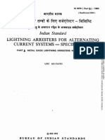 Is 3070 Part 3 1993 Lightning Arresters For Alternating Current Systems - Specification - Part 3 Metal Oxide Lightning Arresters Without Gaps