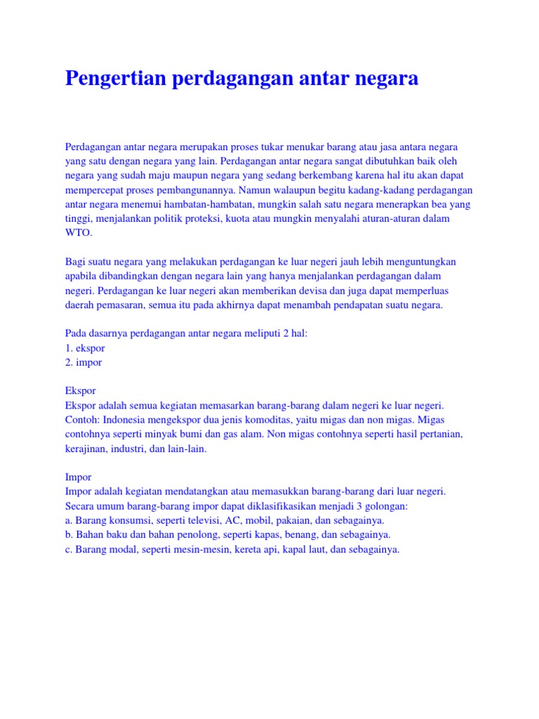 Dokumen Serupa Dengan Pengertian Perdagangan Antar Negara