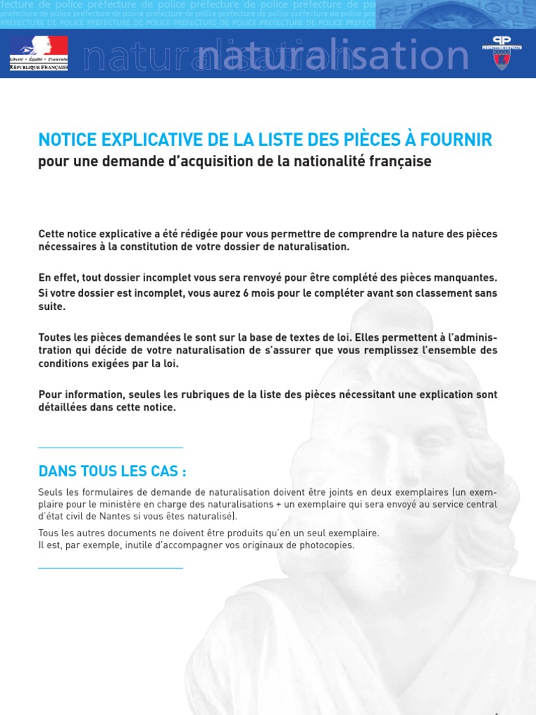 Pièces à Fournir Pour Naturalisation Française Par Mariage Pdf