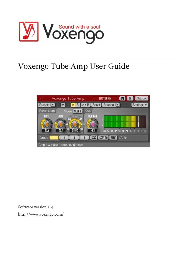 Voxengo Tube Amp User Guide en PDF Amplifier Vacuum Tube