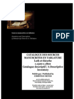 MEYER, Christian • CATALOGUE DES SOURCES MANUSCRITES EN TABLATURE. Luth et théorbe. c.1500-c.1800. Catalogue descriptif (2006)