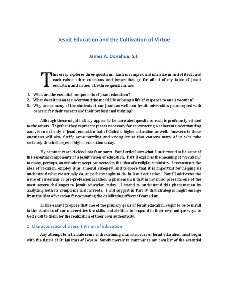 Jesuit Education: Cultivating Virtue | PDF | Identity (Social Science ...