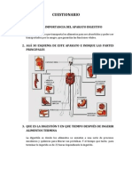 Aparato digestivo: cuestionario con 11 preguntas