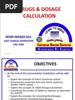 Dosages And Calculation Litre Injection Medicine