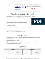 Unitat 2 - Gramàtica - Ortografia - Lèxic - Fórmules de Contacte
