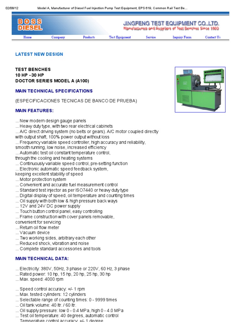 Boss Diesel Injection Equipment Plant A-100.. | PDF | Diesel Engine ...