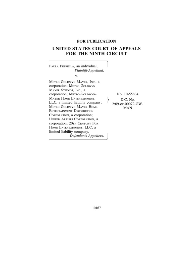 Paula Petrella V MetroGoldwynMayer PDF Laches (Equity