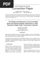 The Effects and Reduction of Common-Mode Noise and Electromagnetic Interference in High - Resolution Digital Audio Transmission Systems