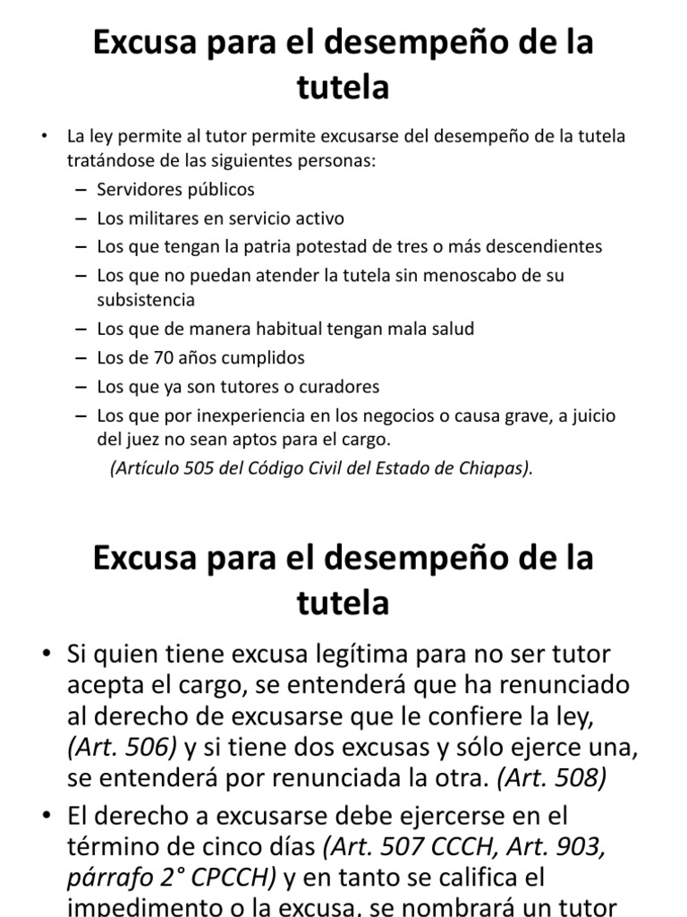 Excusas para el Desempeño de la Tutela | PDF | Guardián legal | Juez