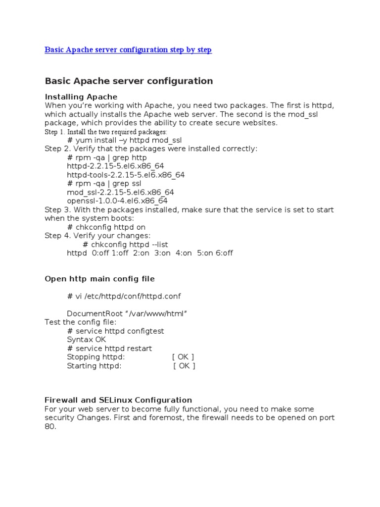 Basic Apache Server Configuration Step by Step PDF Apache Http