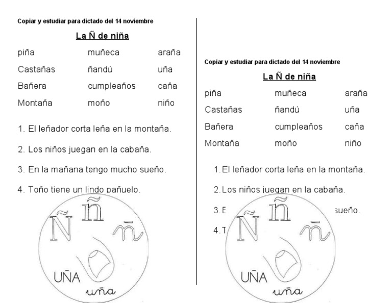 Dictado Letra N