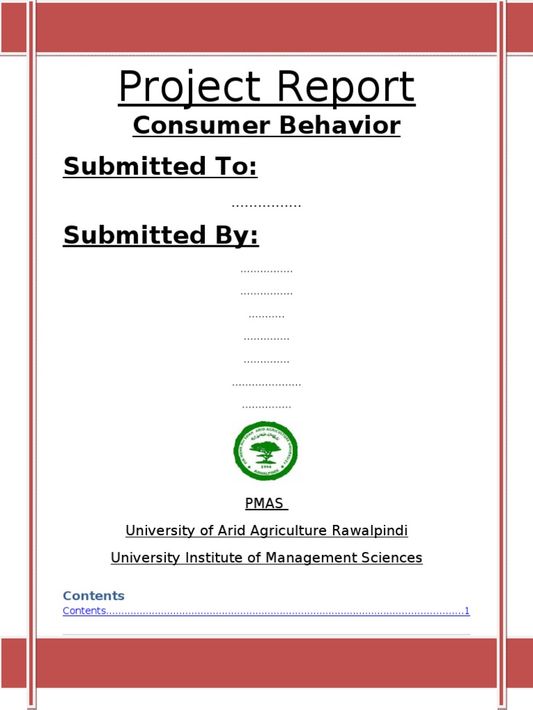Project Report: Consumer Behavior Submitted To: Submitted by | PDF