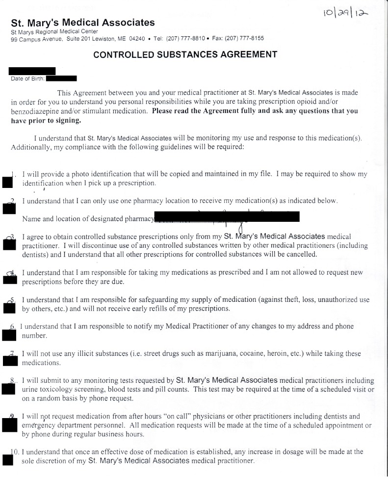 St Mary S Controlled Substances Contract