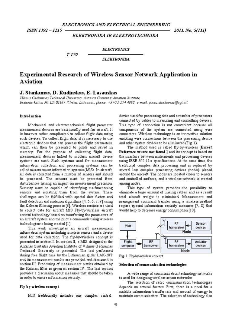 Wireless Sensor Networks in Aviation | PDF | Wireless Lan | Kalman Filter