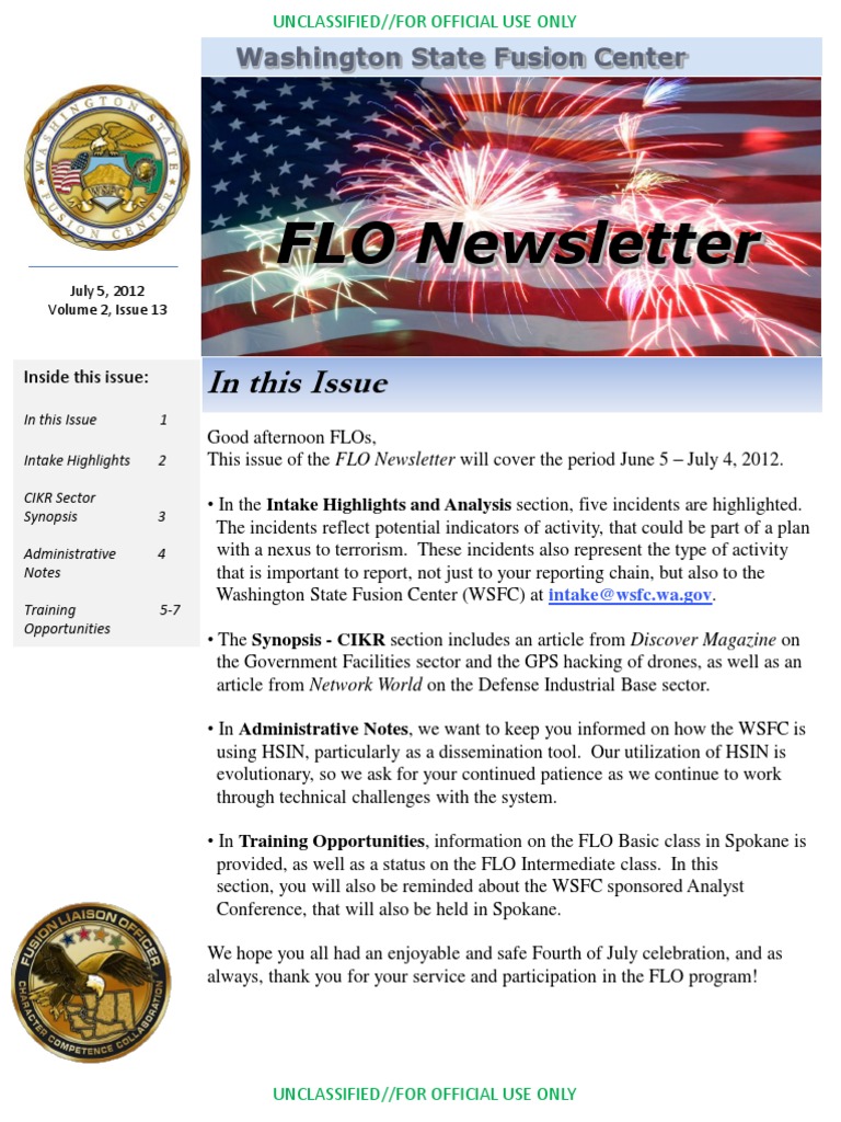 FLO Newsletter: July 2012 Edition | PDF | Federal Bureau Of ...