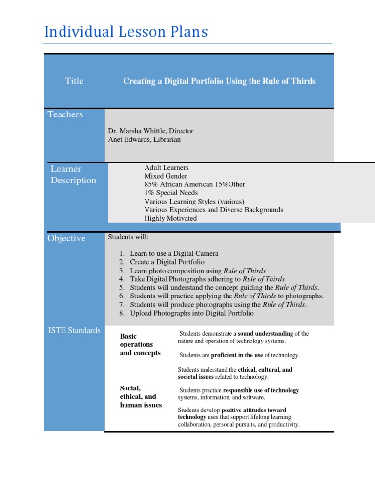 Ecce Digital Portfolio Pdf Lesson Plan Learning