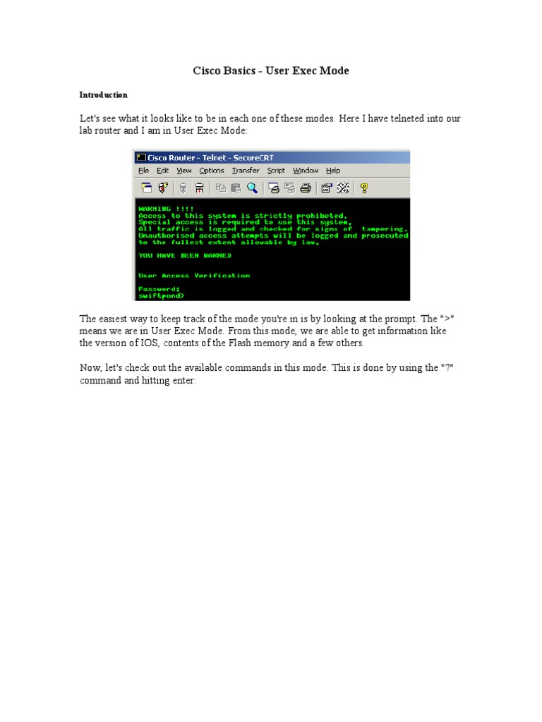 Cisco User Exec Mode Guide | PDF | Command Line Interface | Router ...