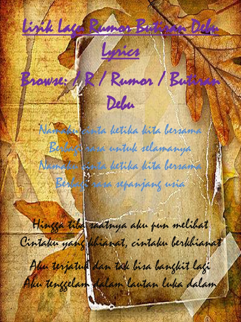 Lirik Lagu Rumor Butiran Debu Lyrics Pdf