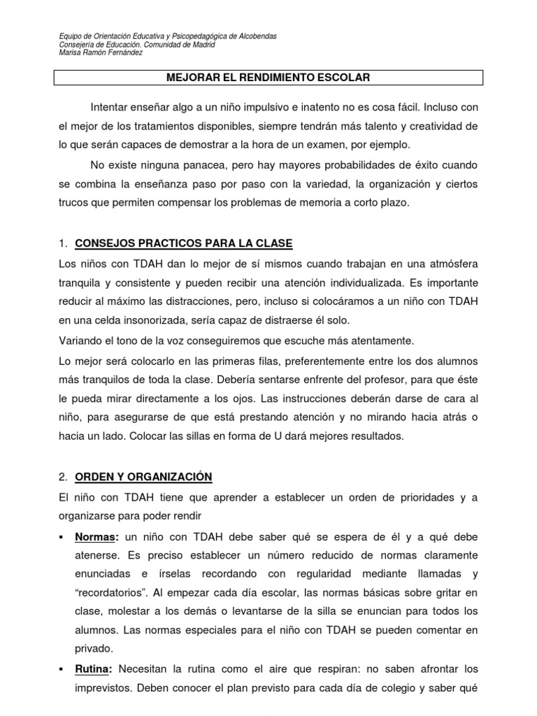 Mejorar El Rendimiento Escolar | PDF