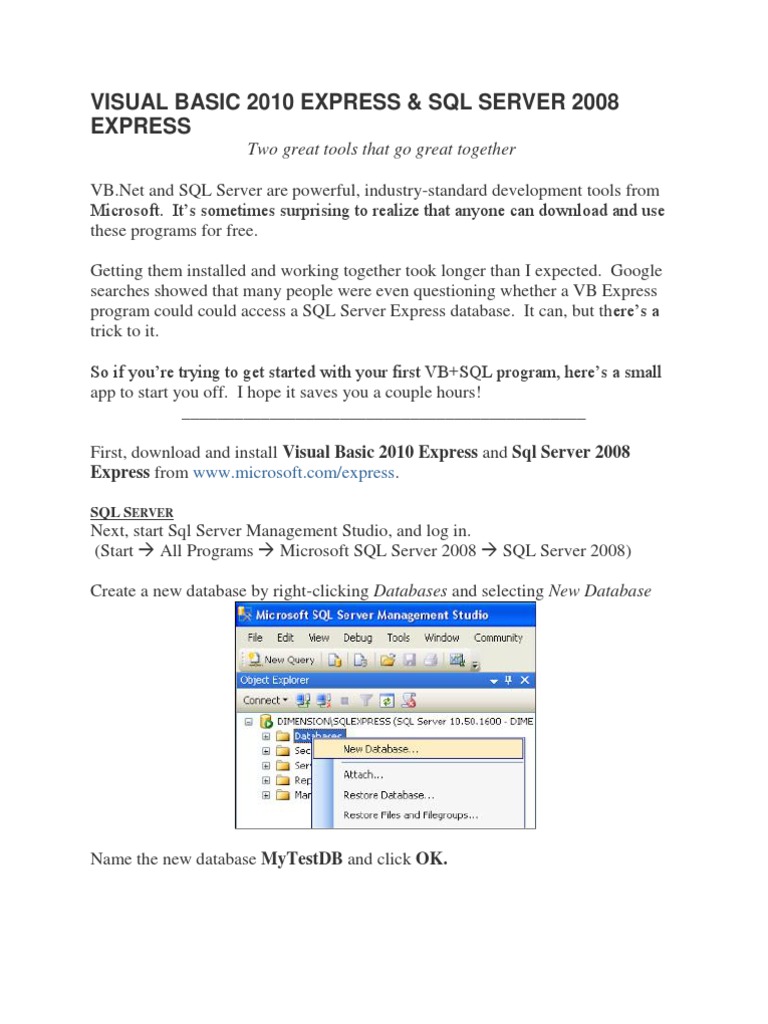 Visual Basic 2010 Express | PDF